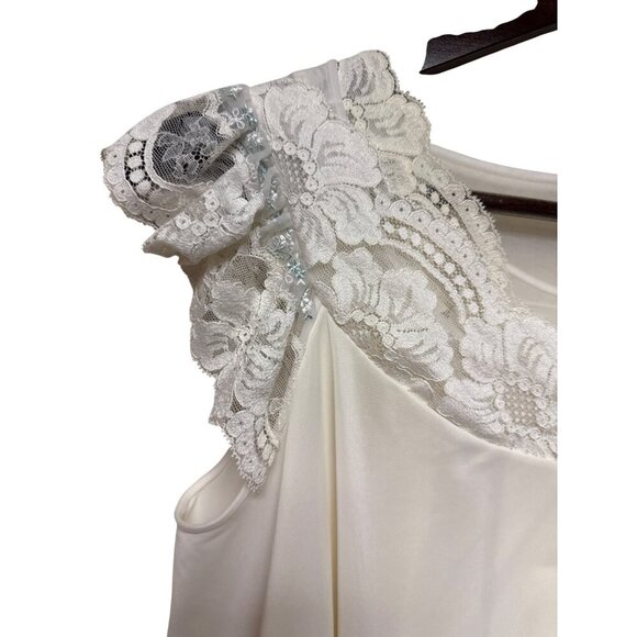 Vintage ShadowLine Women's Peignoir Ivory Chiffon Baby Doll Gown Robe Small - Picture 2 of 10